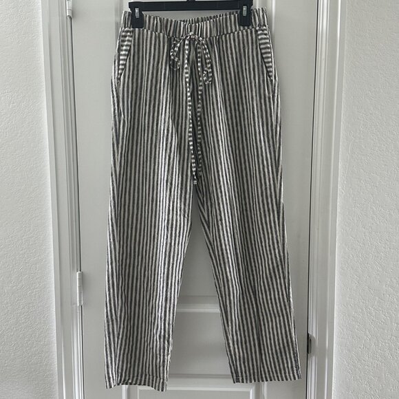 Striped Polyester Drawstring Pants L - Picture 1 of 6